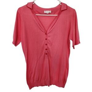 JOHN SMEDLEY Sea Island Cotton Polo Shirt M Pink Designer Knit